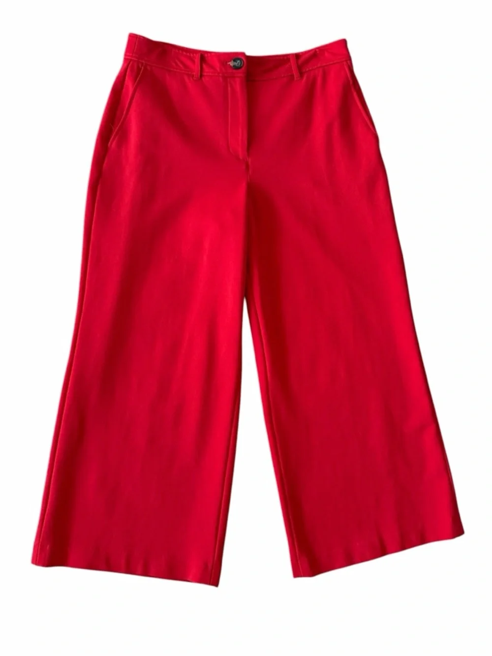 Boden Red Cropped Wide Leg Trousers Pants Size 8P - Picture 2 of 10